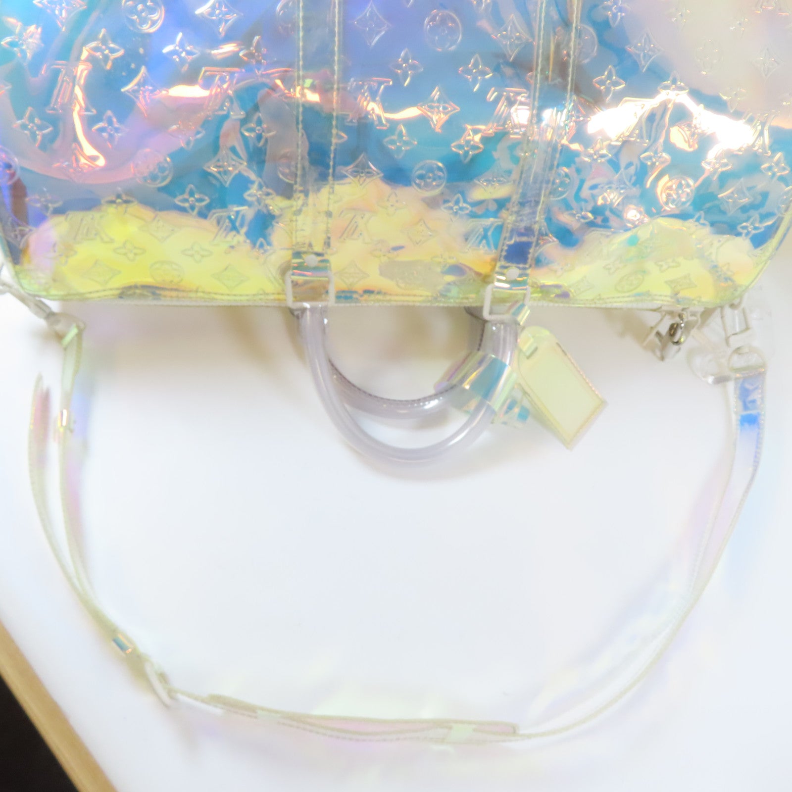 LOUIS VUITTON Monogram Prism Keepall Bandouliere 50手挽肩背兩用袋透明