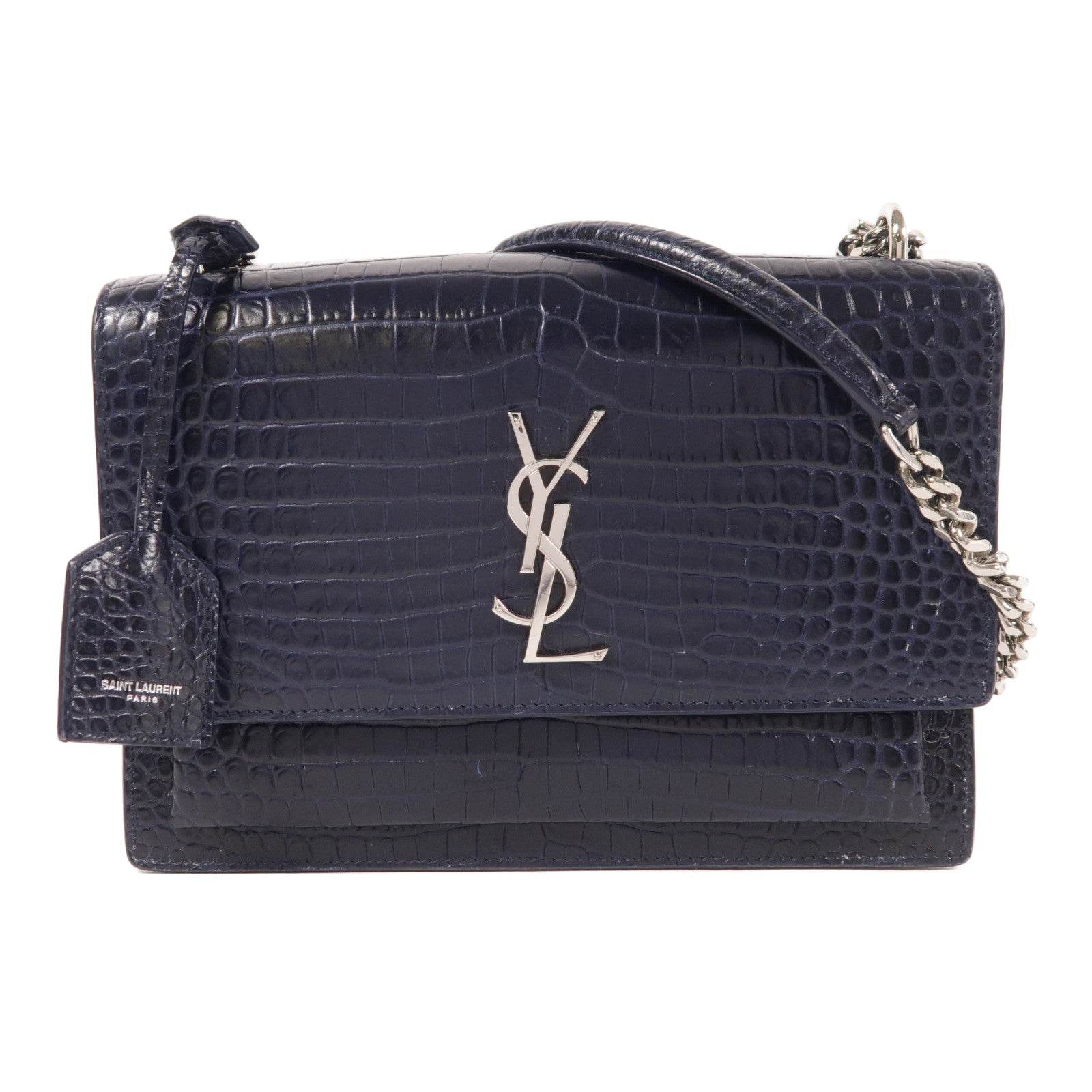 SAINT LAURENT【激減優惠】 牛皮皮革Sunset Medium銀扣鏈帶肩背袋