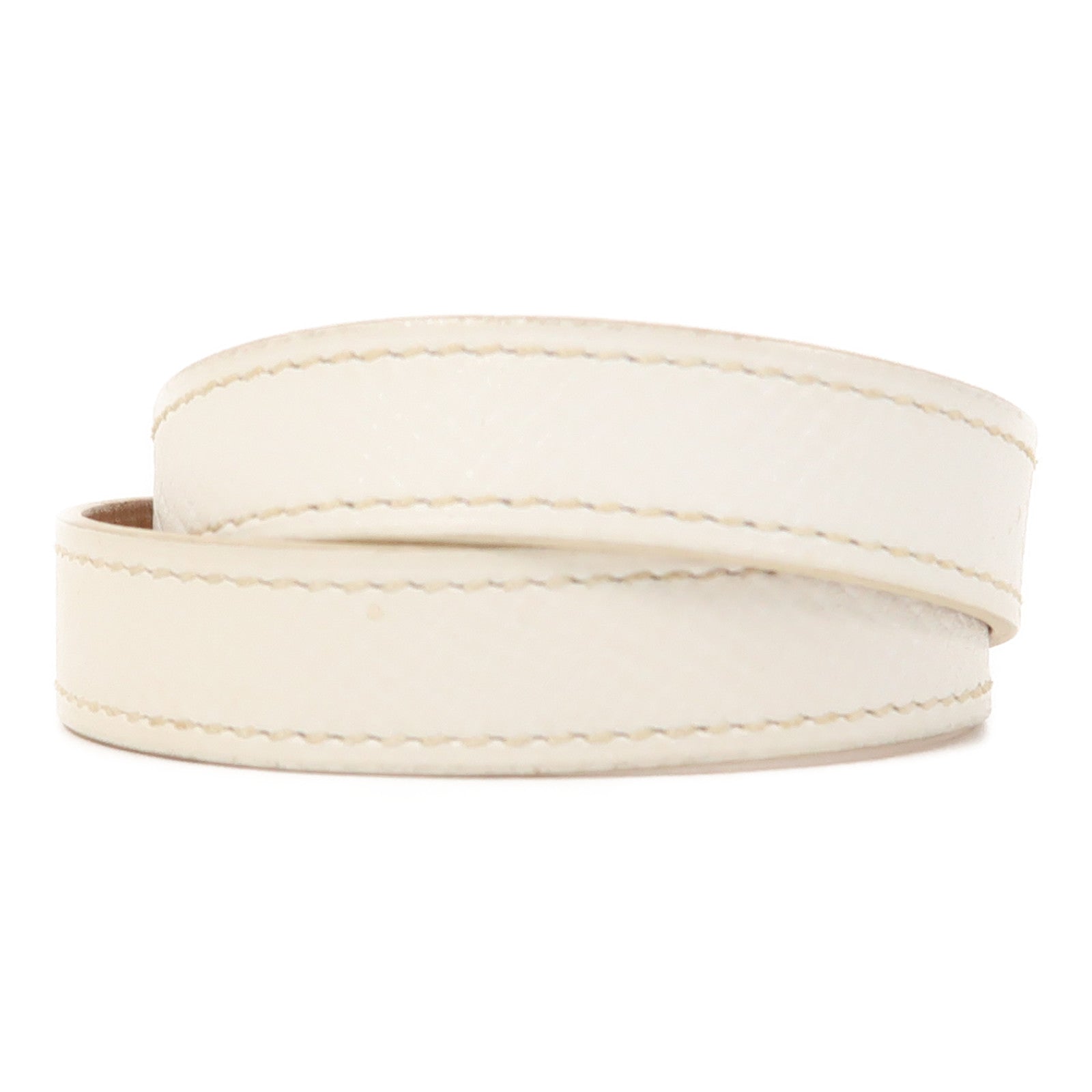 HERMES Epsom皮革Kelly Double Tour Bracelet金扣手鐲白色