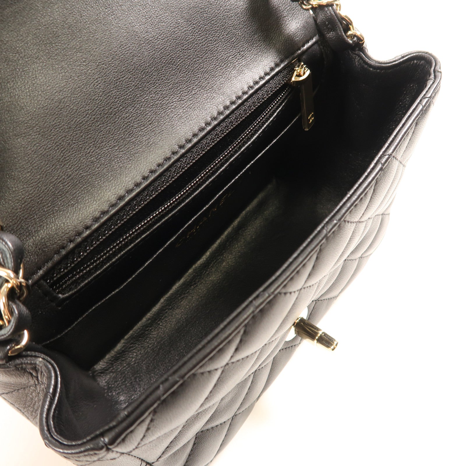 CHANEL 羊皮皮革Mini Classic 17銀扣鏈帶肩背袋