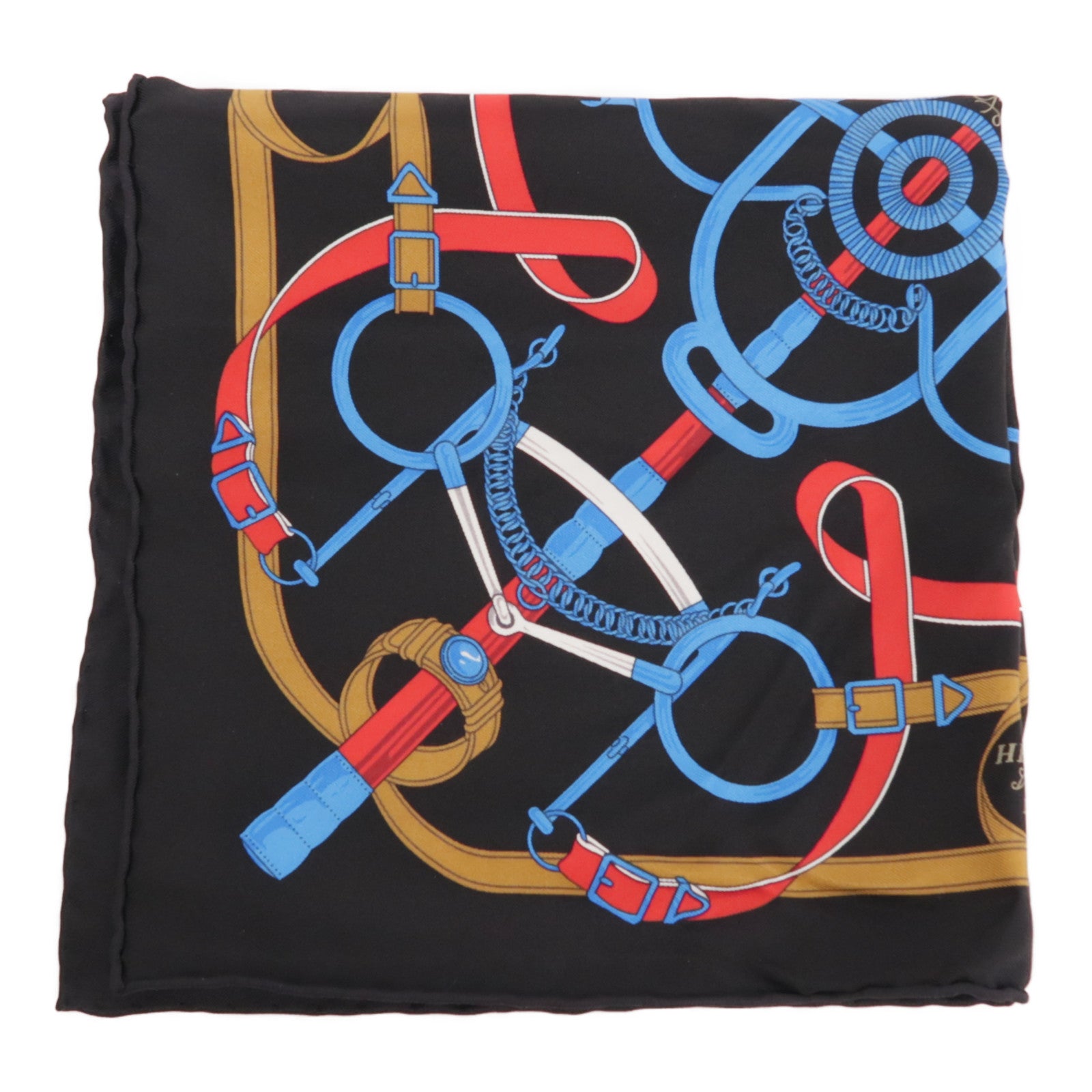 HERMES Scarf 40x40 Silk Black