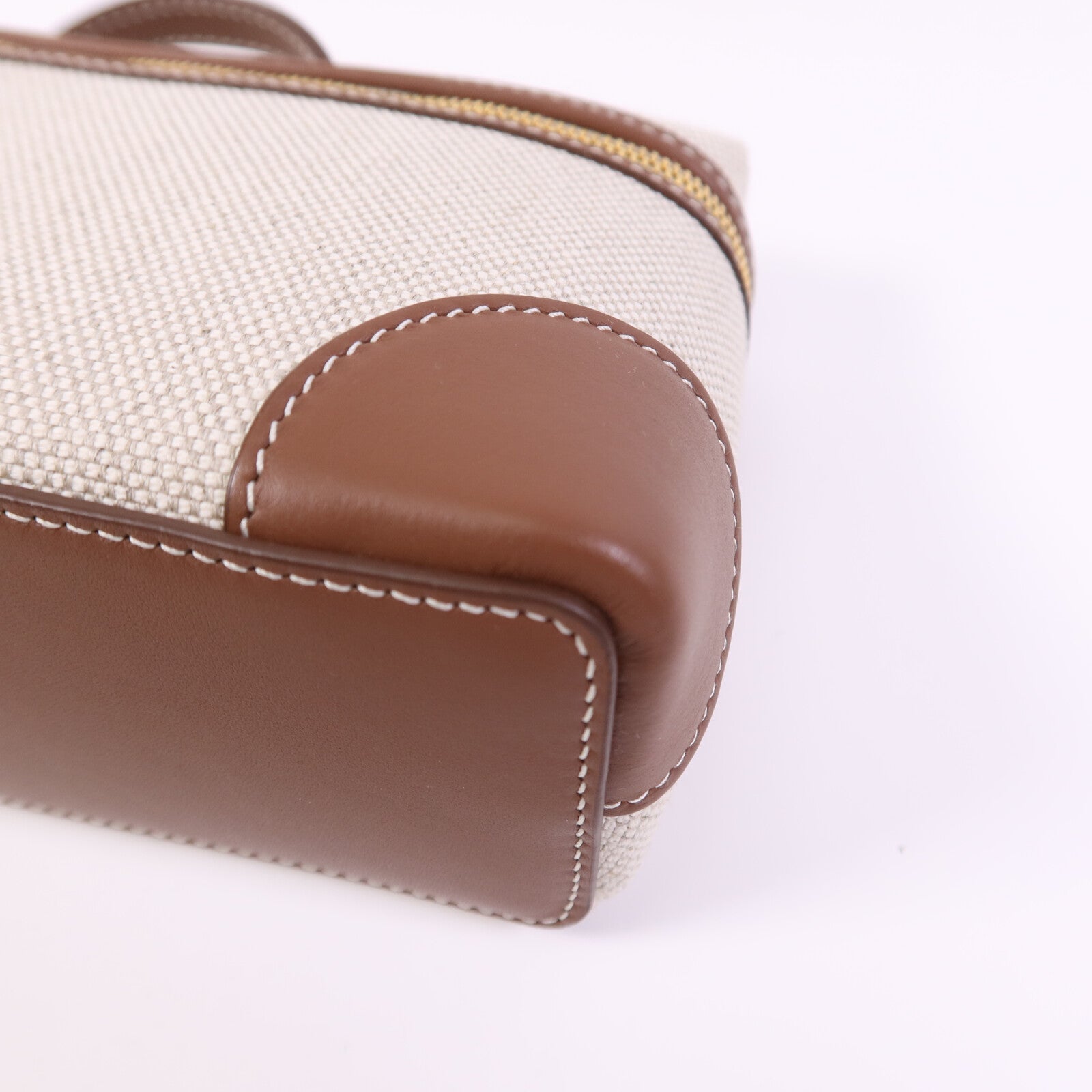 Loro Piana 帆布/牛皮皮革Extra Pocket L19金扣手挽肩背兩用袋