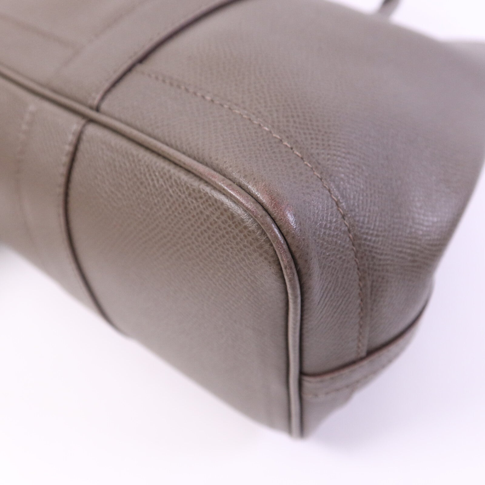 HERMES Epsom皮革Garden Party TPM銀扣手挽Etoupe袋