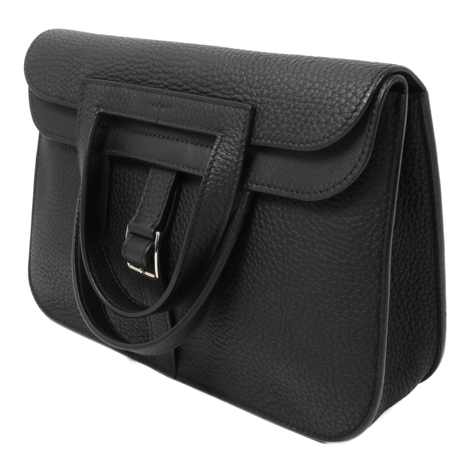 HERMES Clemence皮革Halzan 25手挽肩背兩用袋Noir