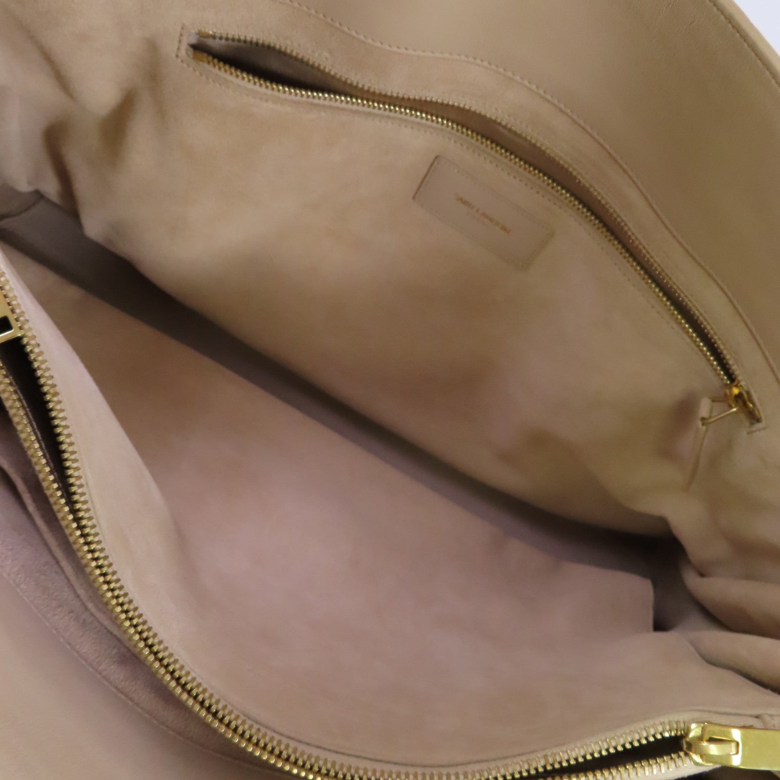 SAINT LAURENT 牛皮皮革Sac De Jour Large Shoulder Bag肩背袋杏色