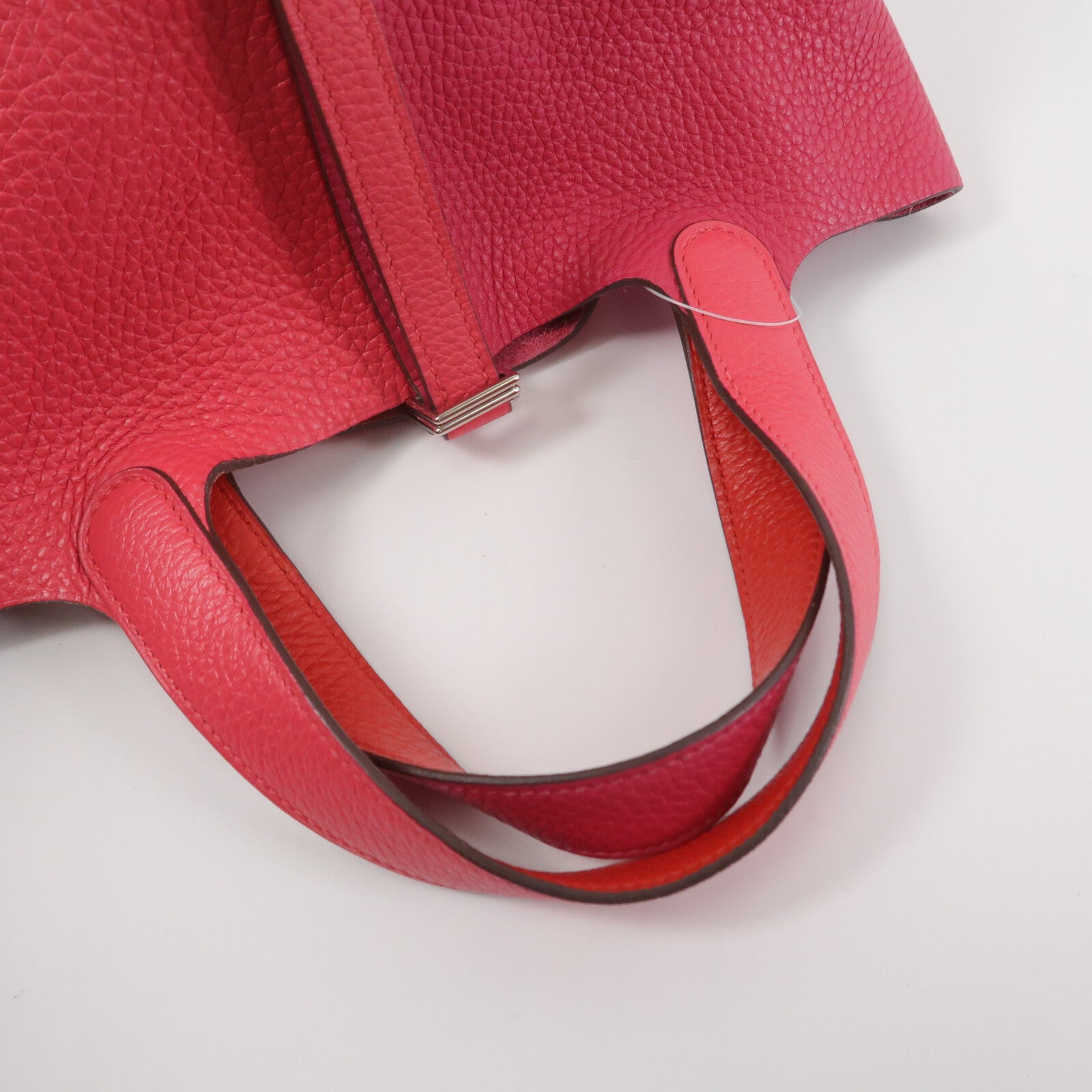 HERMES Clemence皮革Picotin PM手挽袋Rose Extreme