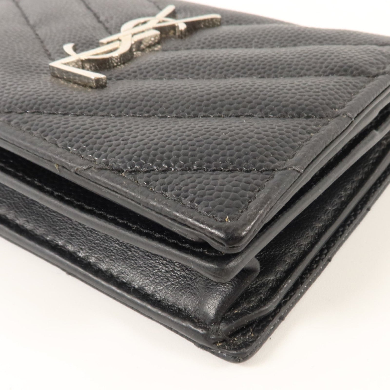 YVES SAINT LAURENT 牛皮皮革Bifold Wallet銀扣錢包