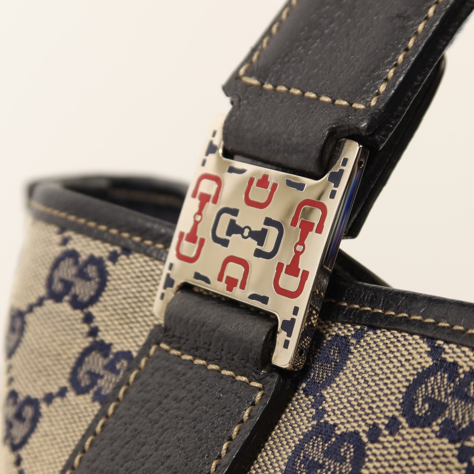 GUCCI 帆布Tote Bag Medium銀扣手挽袋