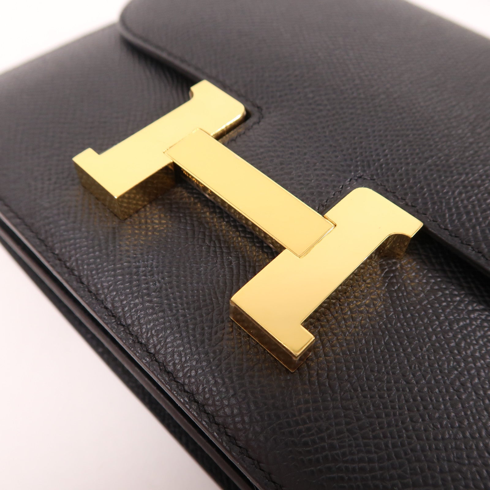HERMES Epsom皮革Constance Mini肩背袋Noir Black
