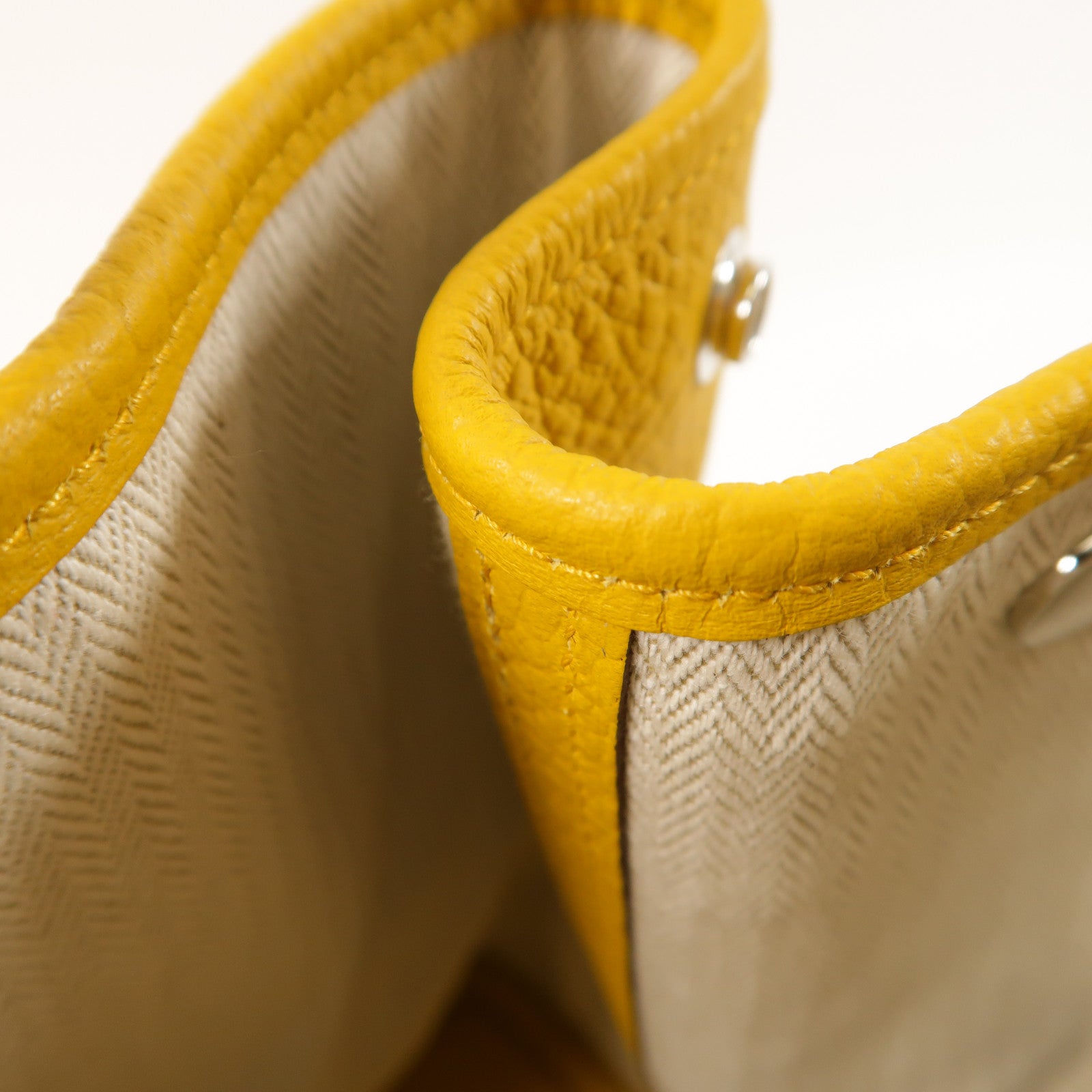HERMES Negonda皮革Garden Party PM銀扣手挽袋Jaune Ambre