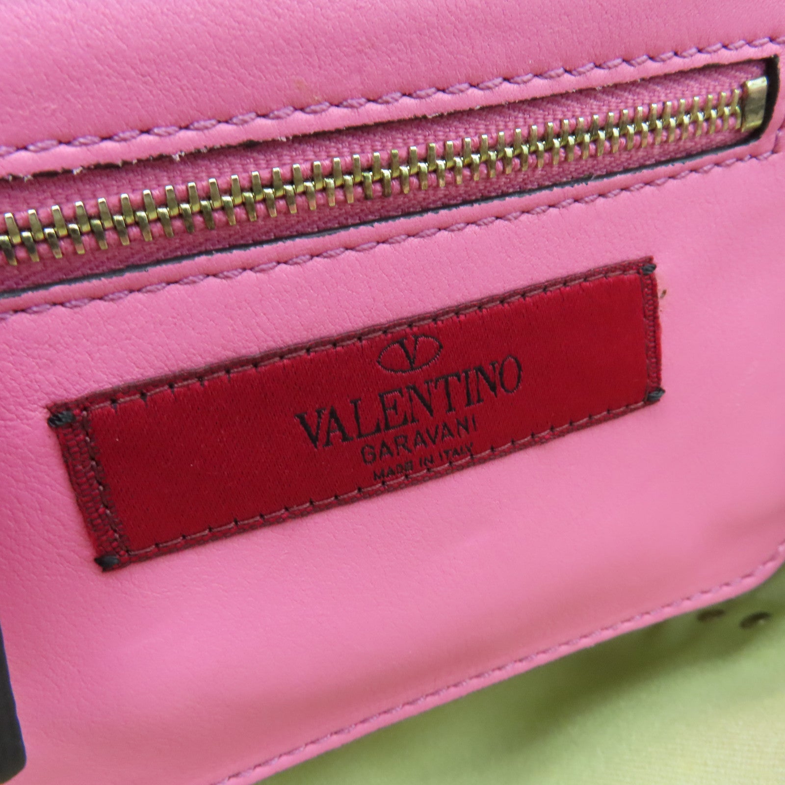 Valentino Leather Rockstud Mini Gold Buckle Handle Shoulder Bag Pink