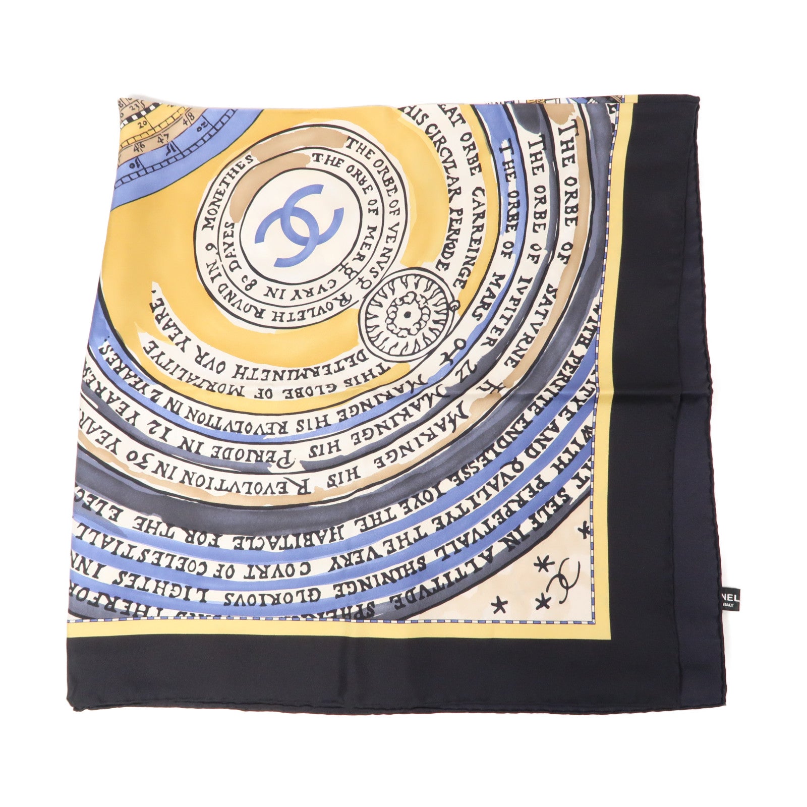 CHANEL 絲質Scarf 85x85cm圍巾白色/黑色