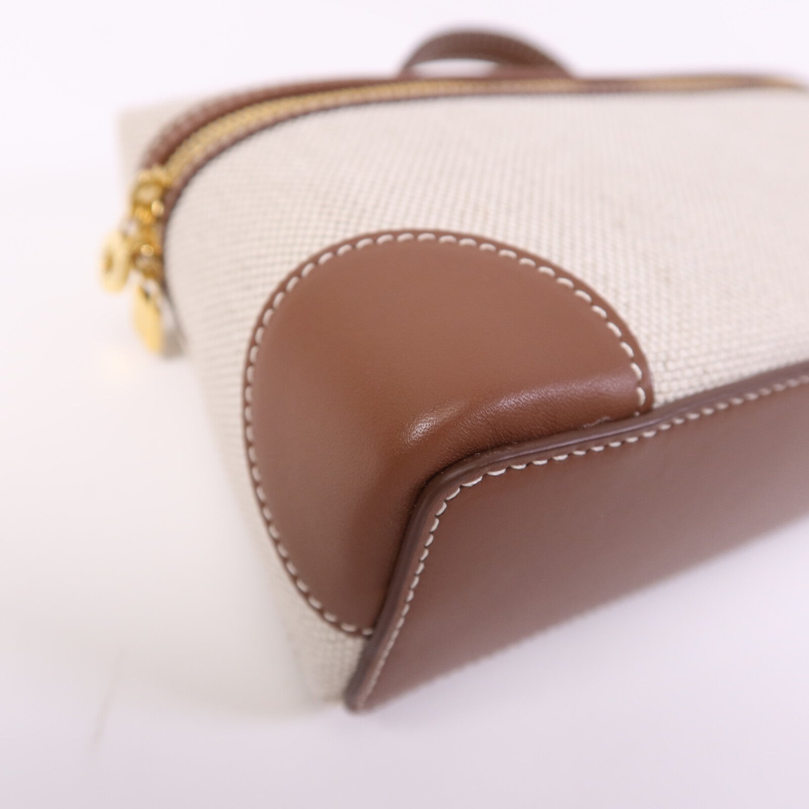 Loro Piana 帆布/牛皮皮革Extra Pocket L19金扣手挽肩背兩用袋