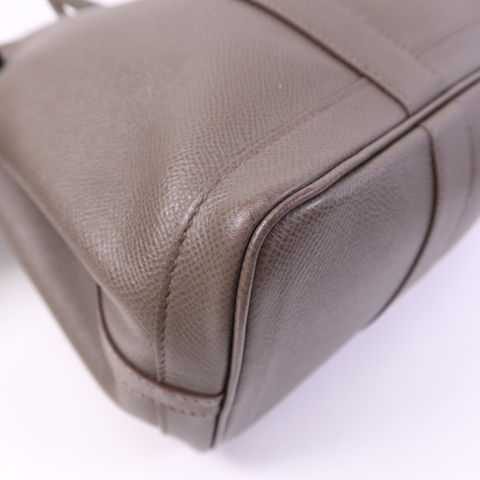 HERMES Epsom皮革Garden Party TPM銀扣手挽Etoupe袋