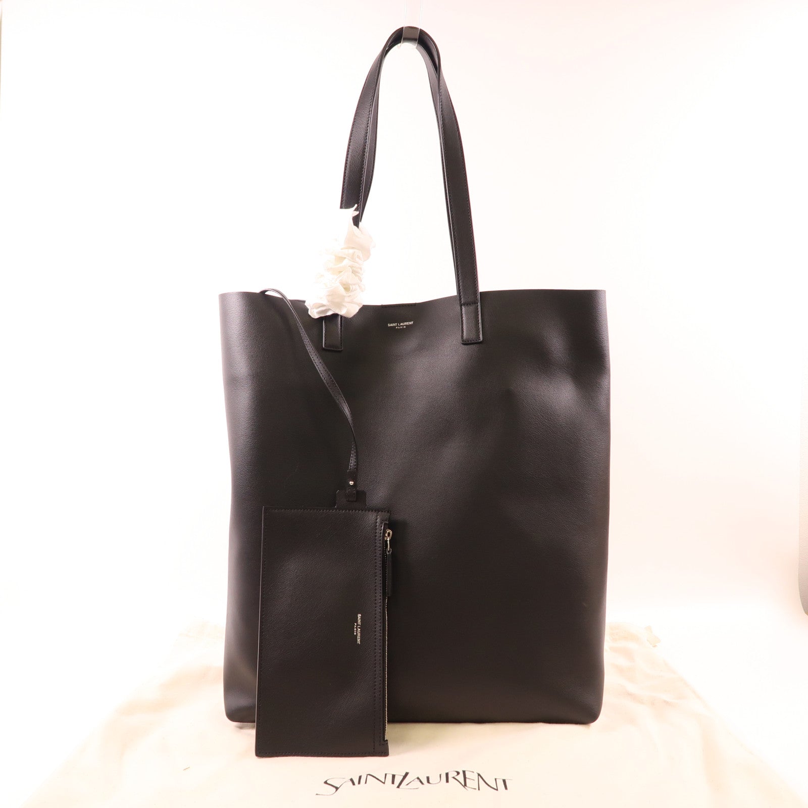 SAINT LAURENT 牛皮皮革Bold Tote銀扣肩背袋