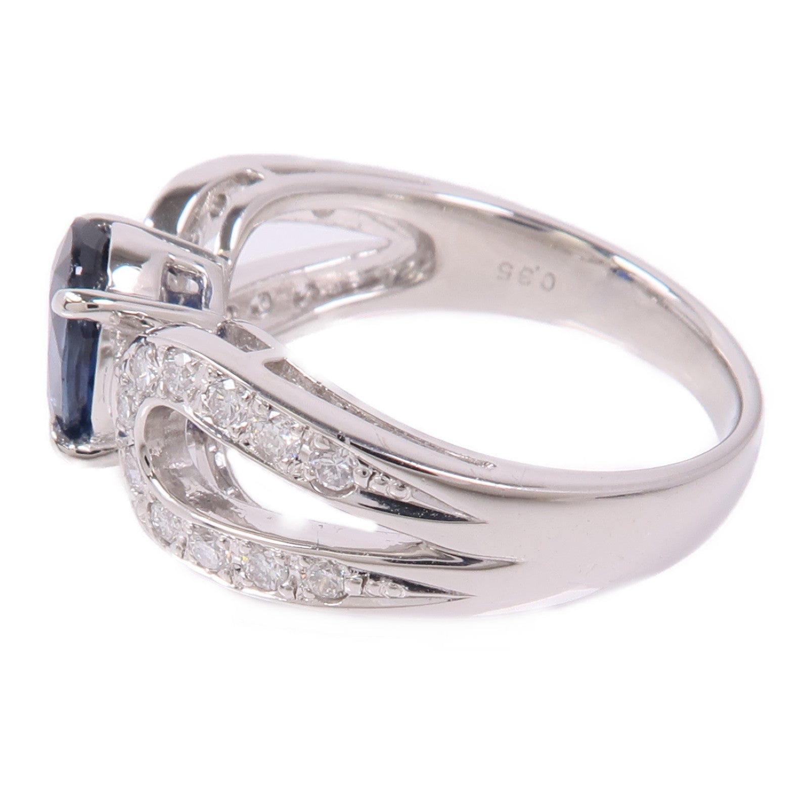 JEWELRY PT900鉑金Sapphire/Diamond Ring藍寶石/鑽石戒指US#6.75