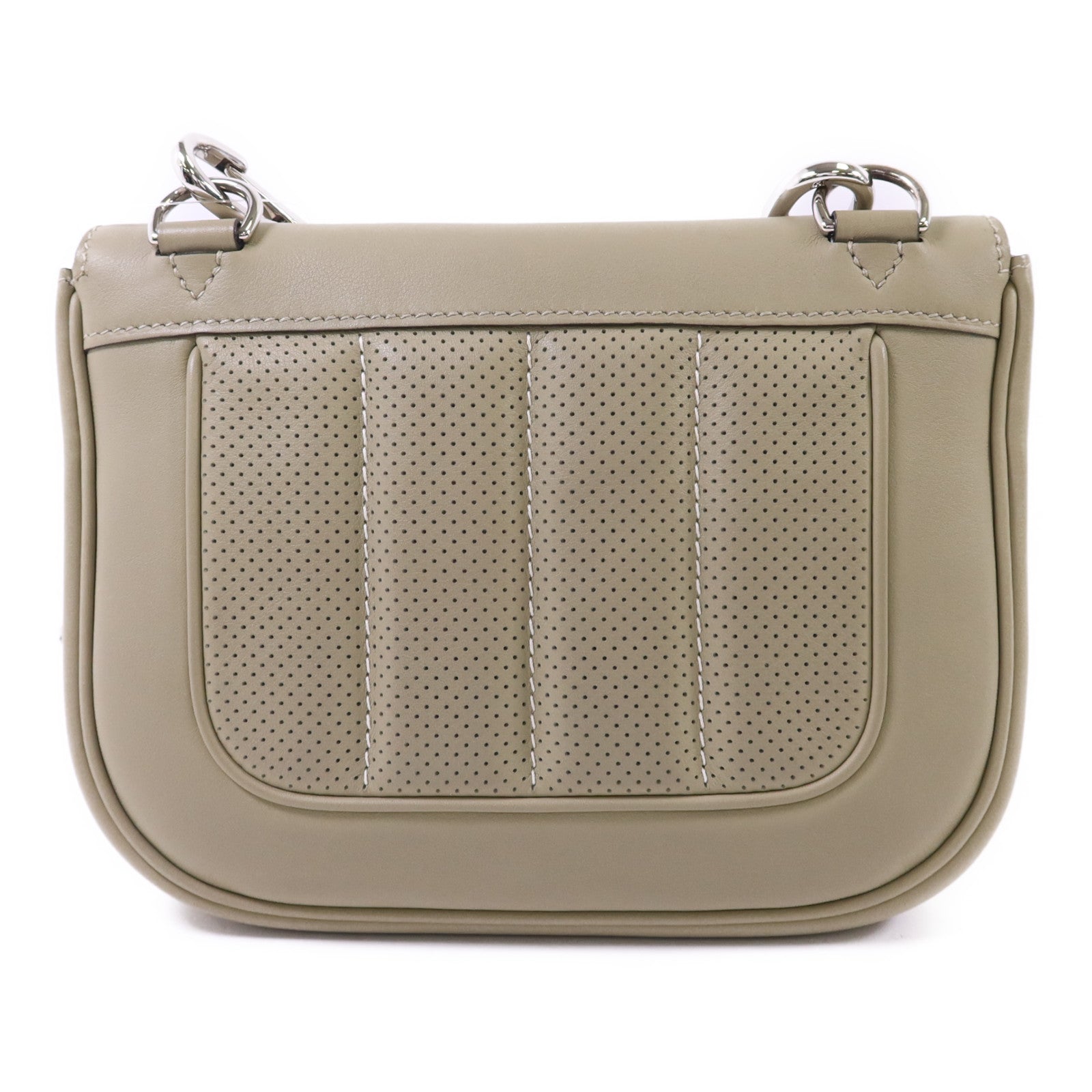 HERMES Swift皮革Mini Berline銀扣肩背袋Sauge