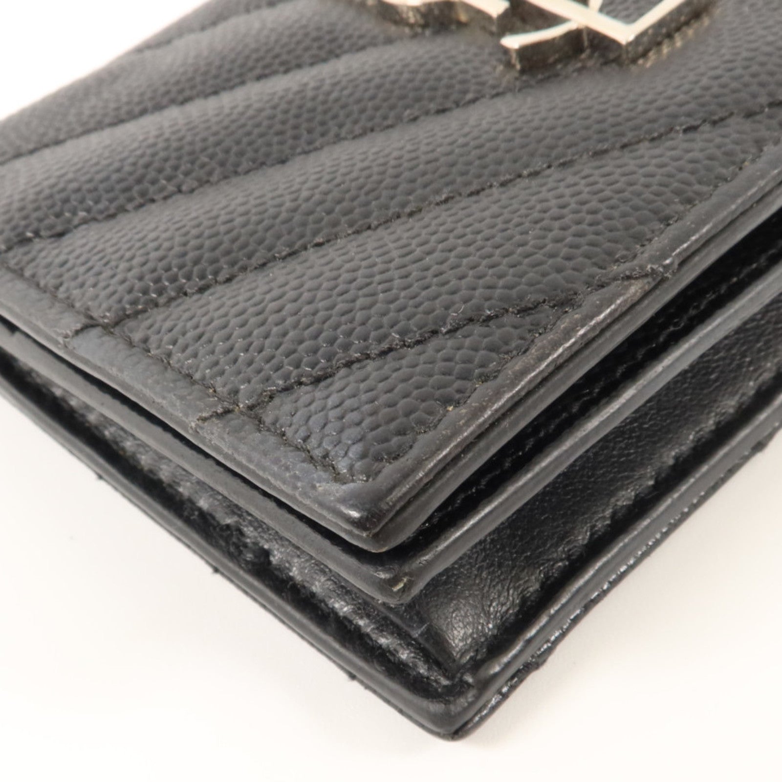YVES SAINT LAURENT 牛皮皮革Bifold Wallet銀扣錢包