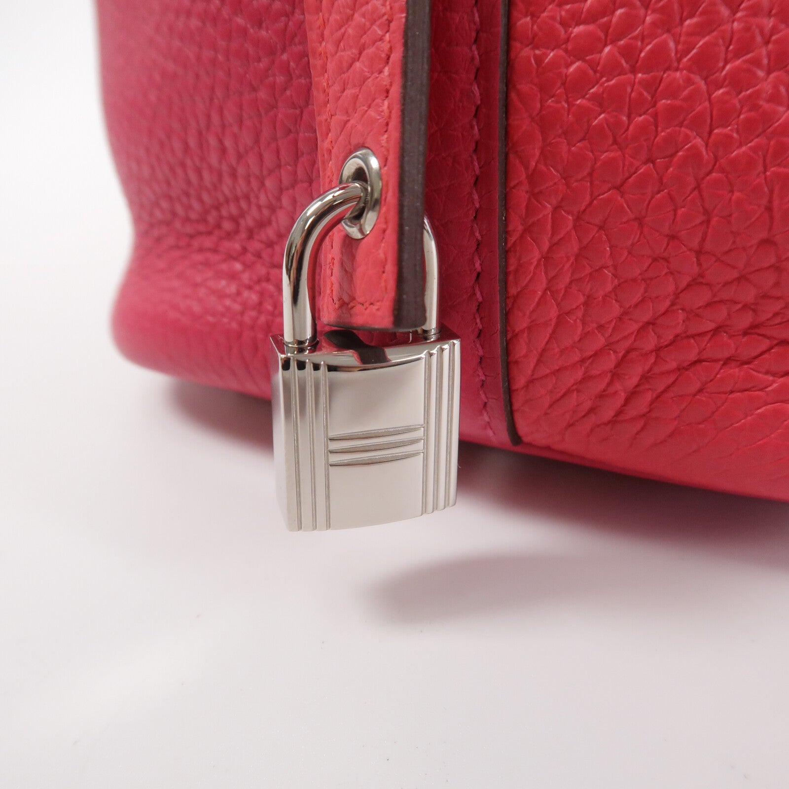 HERMES Clemence皮革Picotin PM手挽袋Rose Extreme