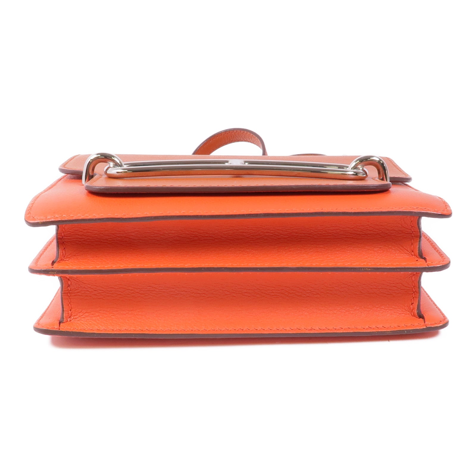 HERMES Evercolor皮革Roulis Mini銀扣肩背袋Capucine/Terre Battu