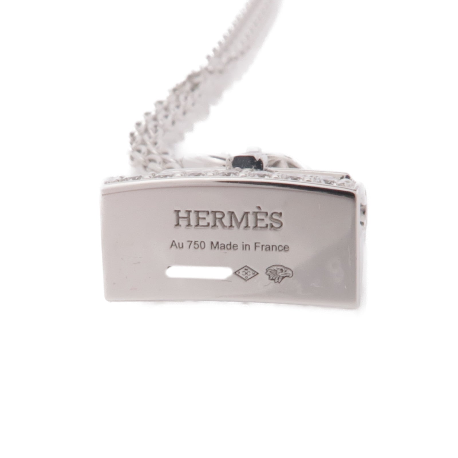 HERMES 18K白金Amulettes Kelly Diamond Pendant鑽石項鍊