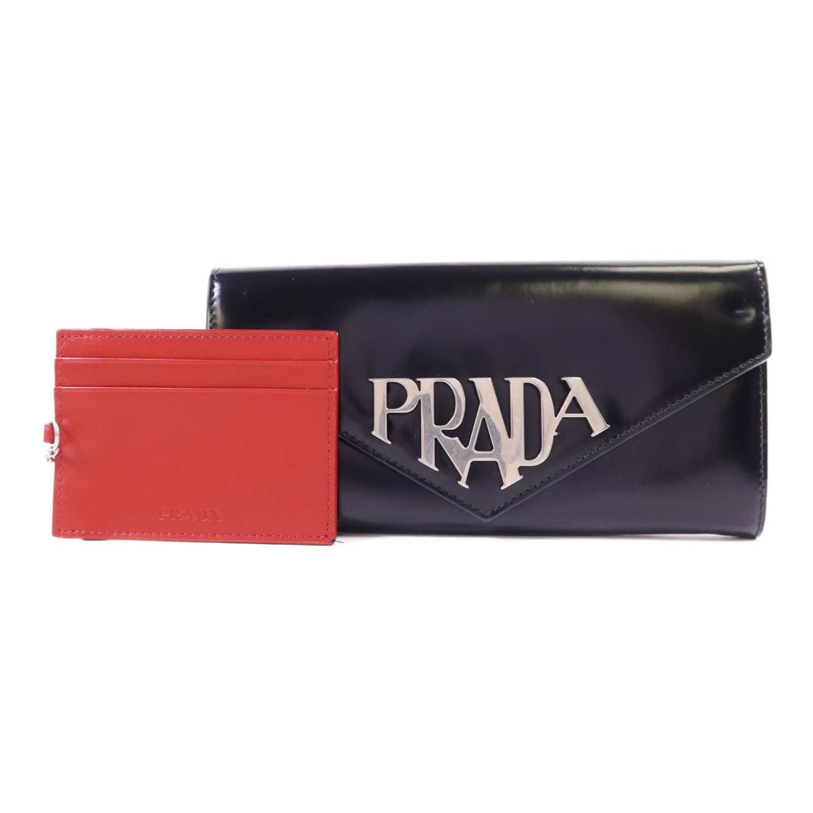 PRADA 牛皮皮革Spazzolato Long Wallet銀扣長錢包1MN037