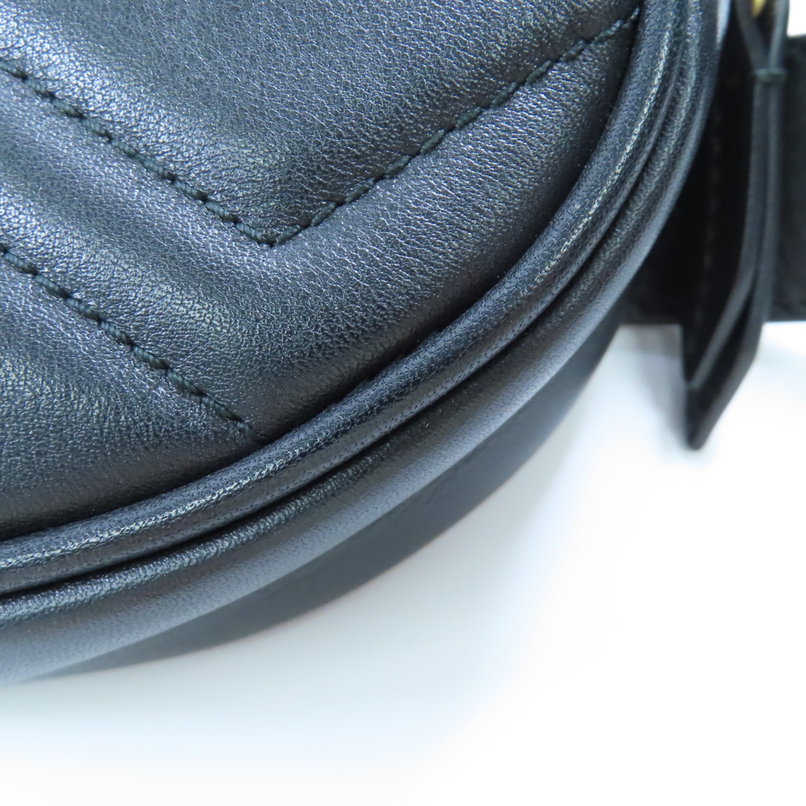 GUCCI GG GHW GG Marmont Waist Bag 476434 Calfskin Leather Black