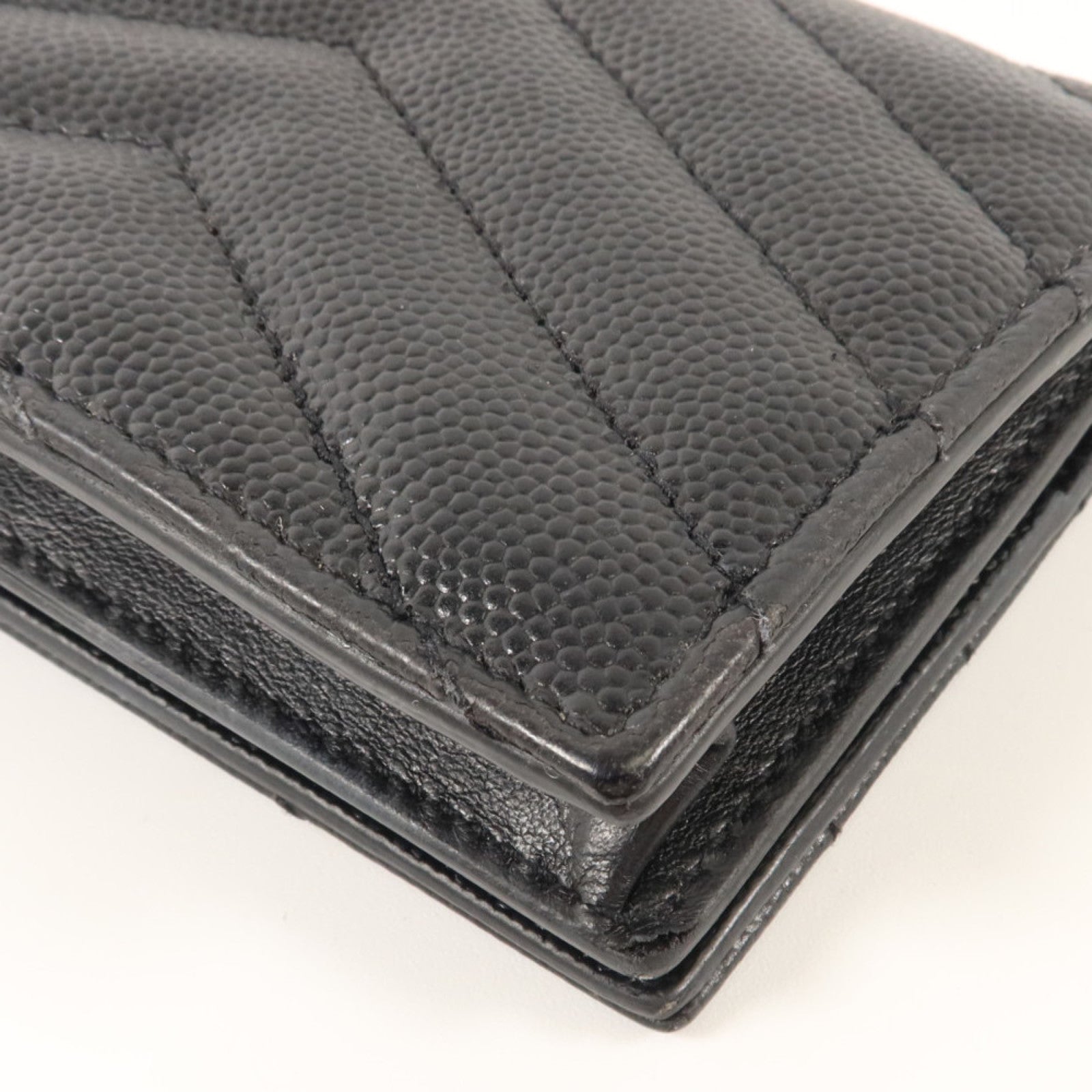 YVES SAINT LAURENT 牛皮皮革Bifold Wallet銀扣錢包