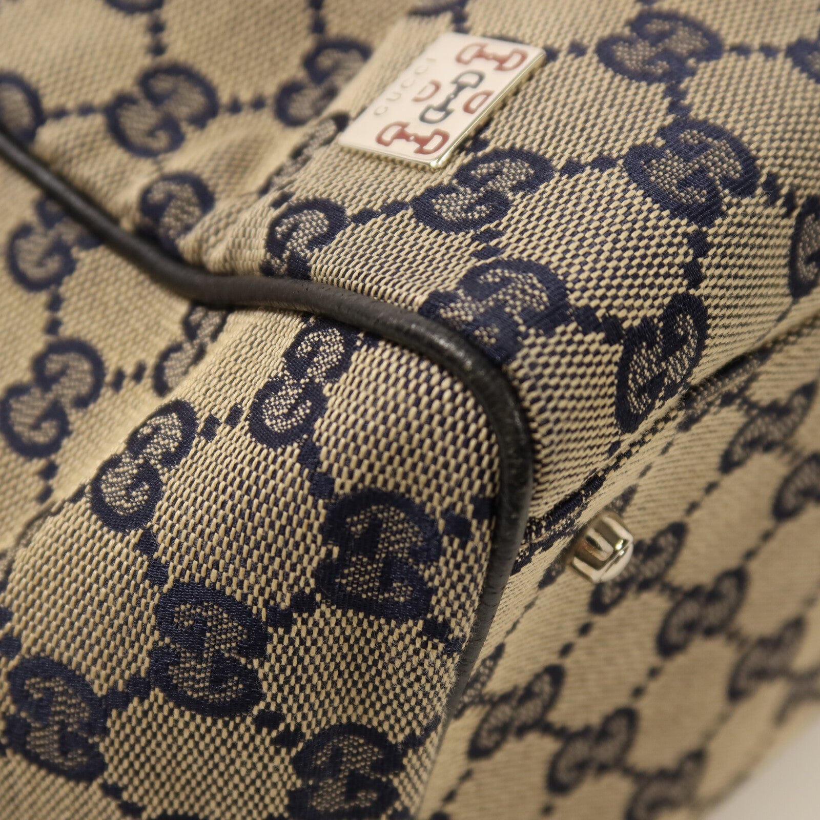 GUCCI 帆布Tote Bag Medium銀扣手挽袋