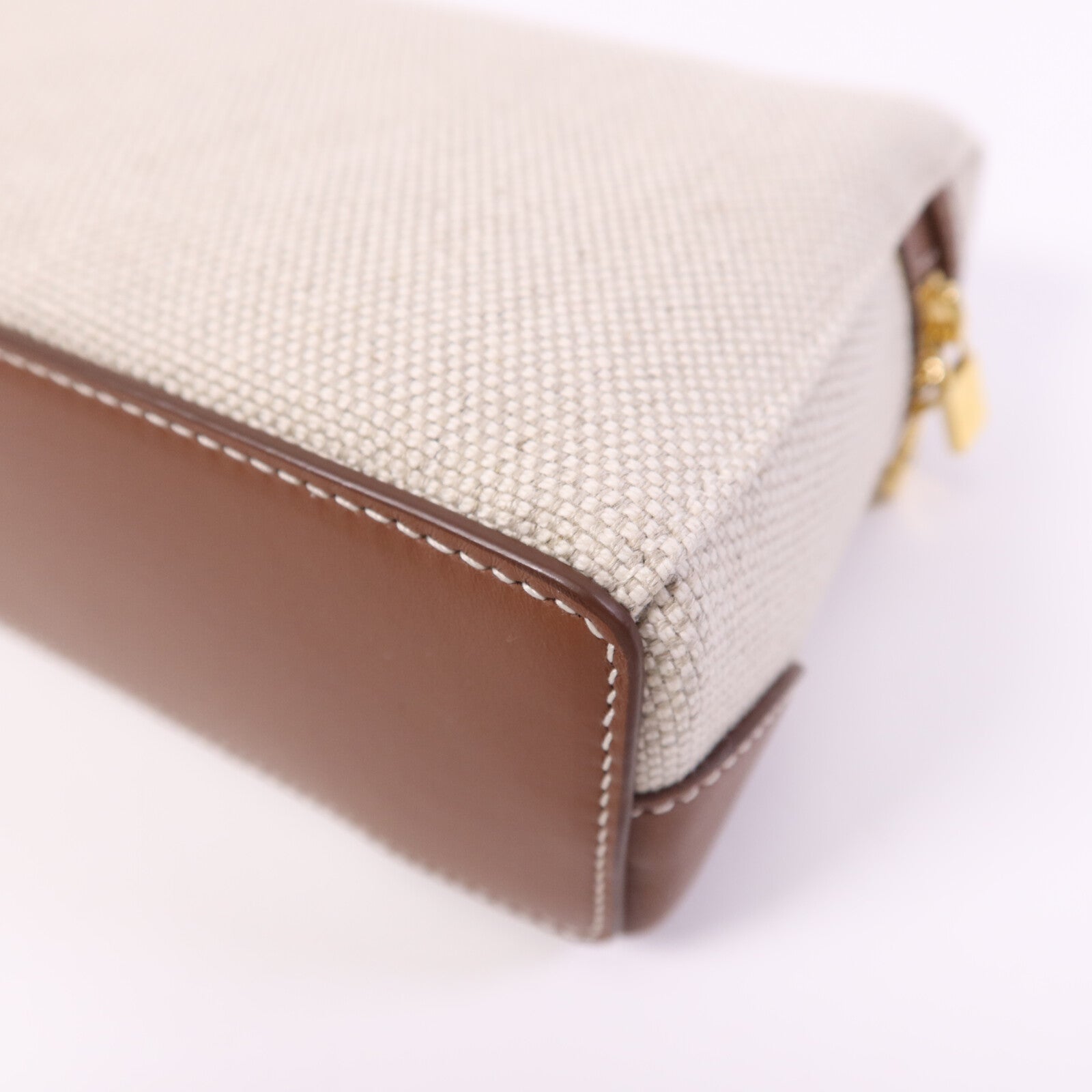 Loro Piana 帆布/牛皮皮革Extra Pocket L19金扣手挽肩背兩用袋