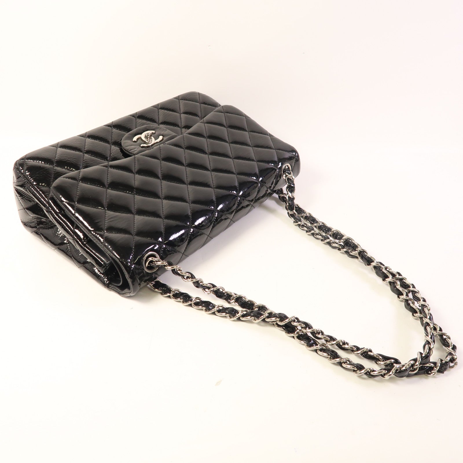 CHANEL Large Classic銀扣鏈帶肩背袋