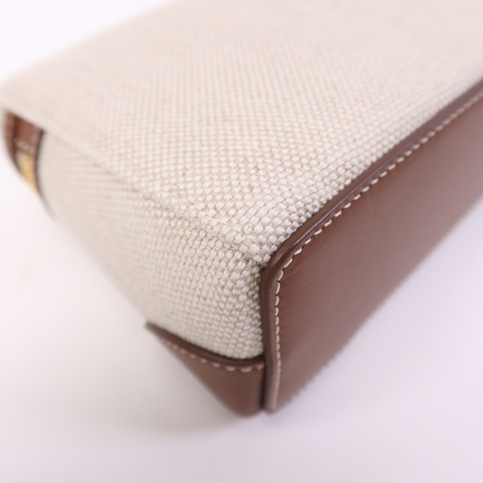 Loro Piana 帆布/牛皮皮革Extra Pocket L19金扣手挽肩背兩用袋