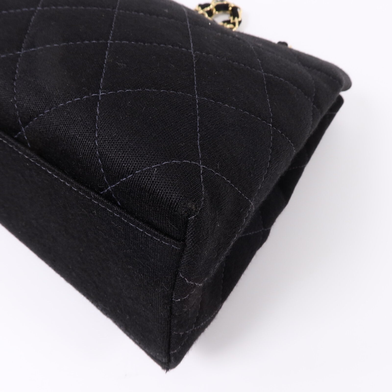 CHANEL 棉布Vintage Shoulder Bag鏈帶手挽肩背兩用袋