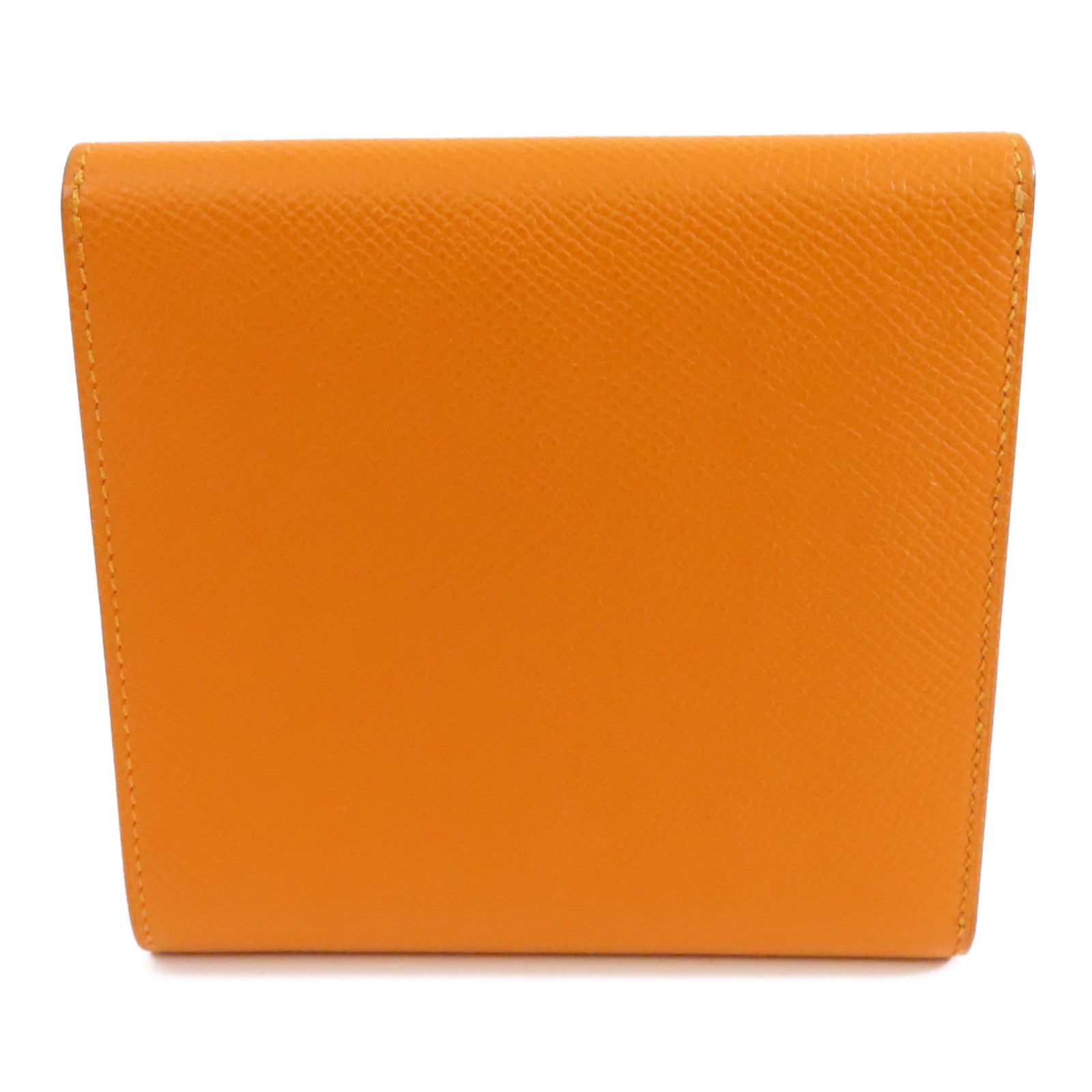 HERMES Epsom皮革Clic 12銀扣錢包Orange/橙色