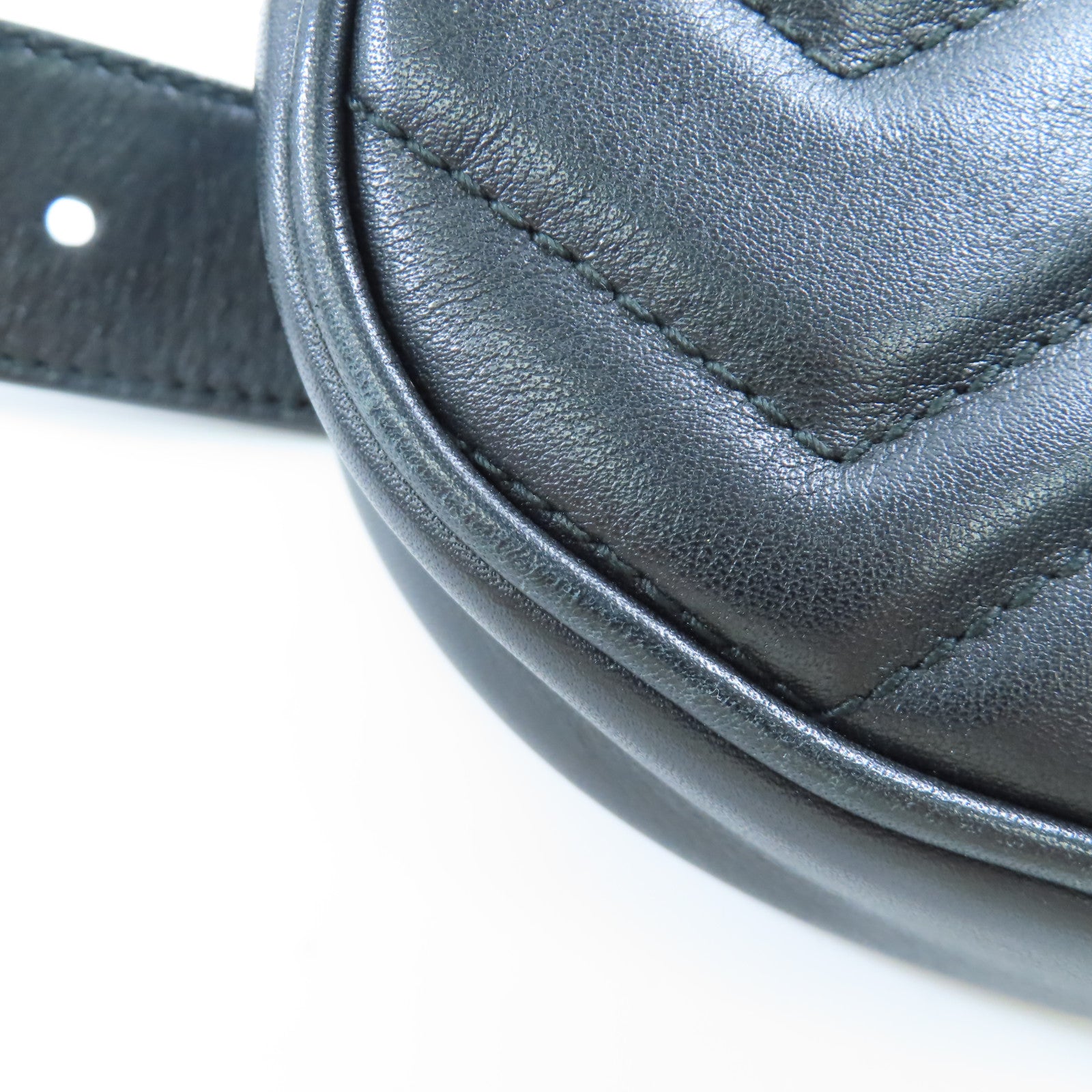 GUCCI GG GHW GG Marmont Waist Bag 476434 Calfskin Leather Black