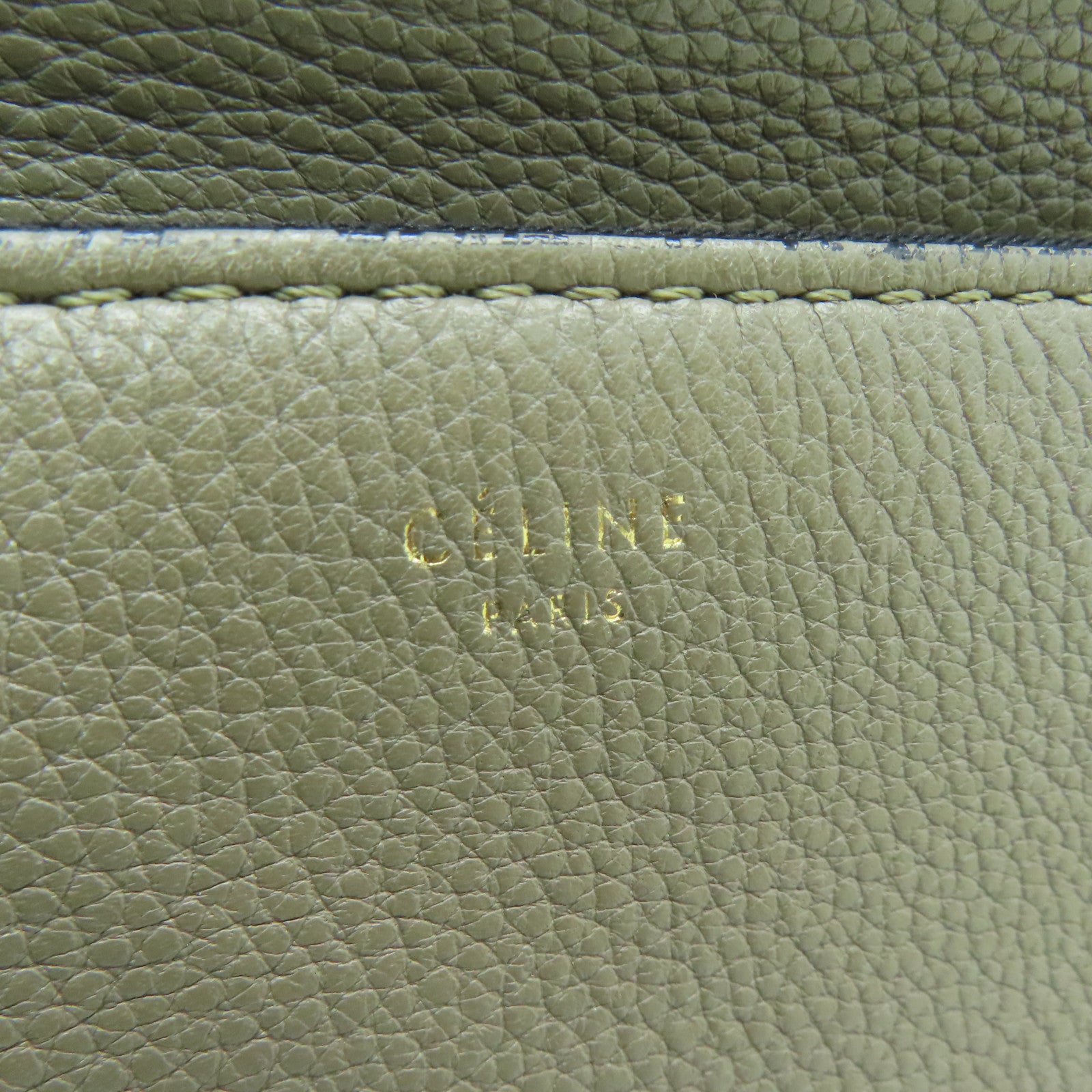 CELINE 牛皮皮革Shoulder Bag银扣肩背袋灰色