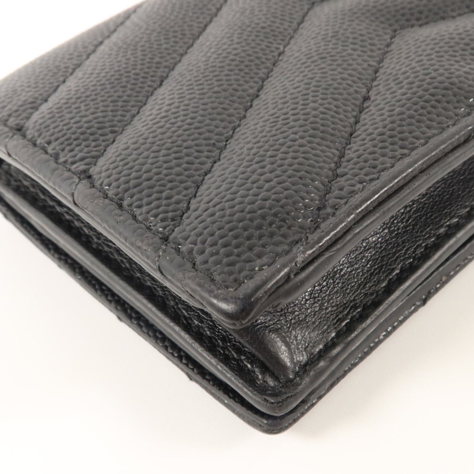 YVES SAINT LAURENT 牛皮皮革Bifold Wallet銀扣錢包