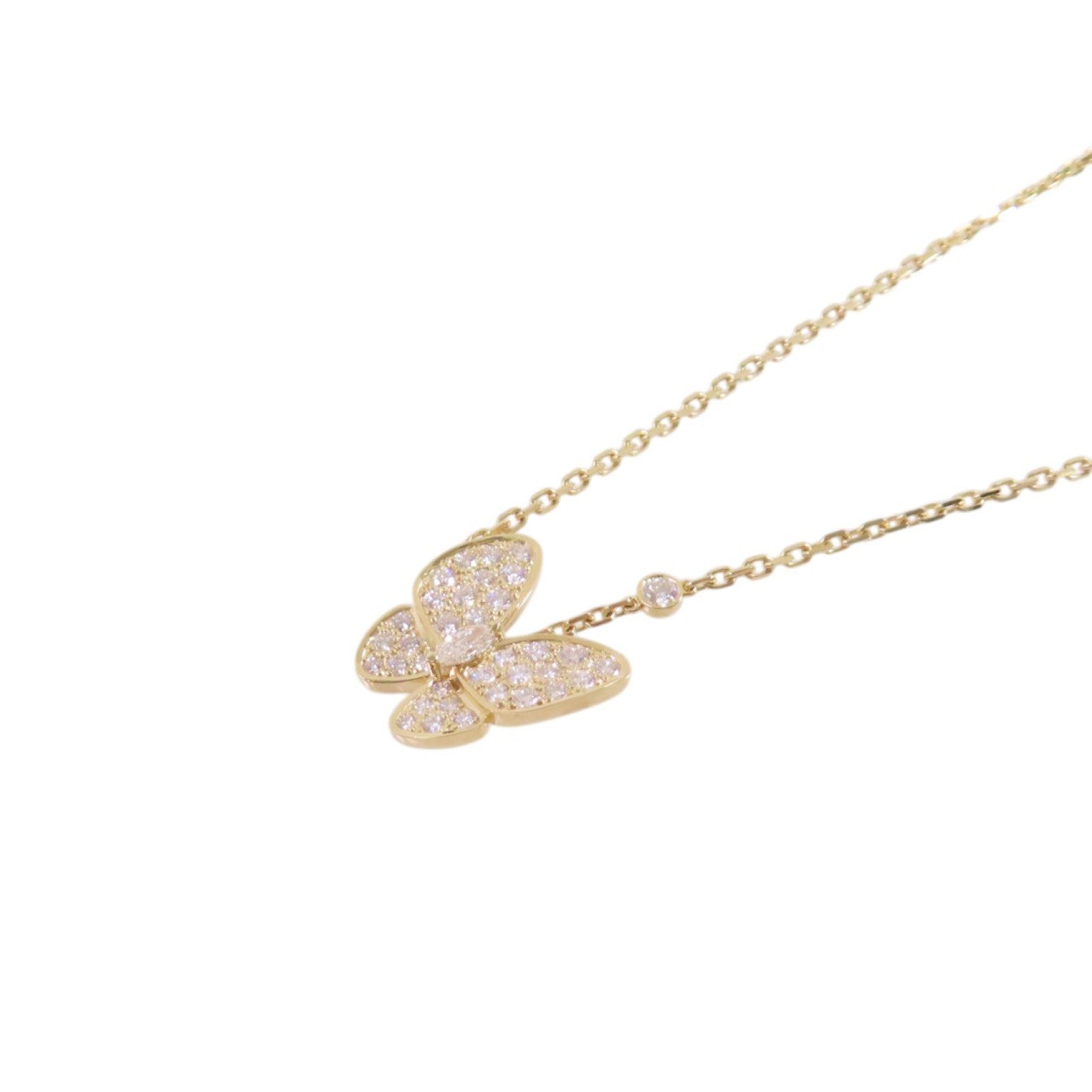 Van Cleef & Arpels 18K黃金/鑽石Two Butterfly Pendant Necklace金扣項鏈