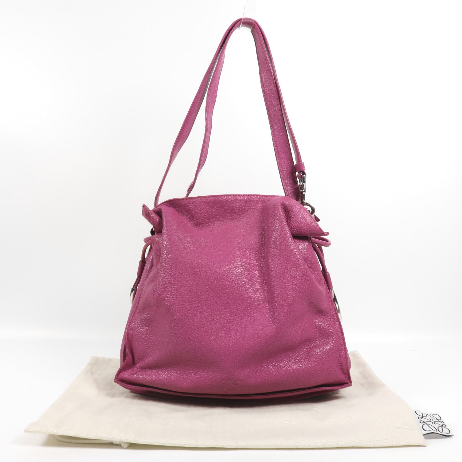 LOEWE 牛皮皮革Shoulder Bag銀扣肩背袋