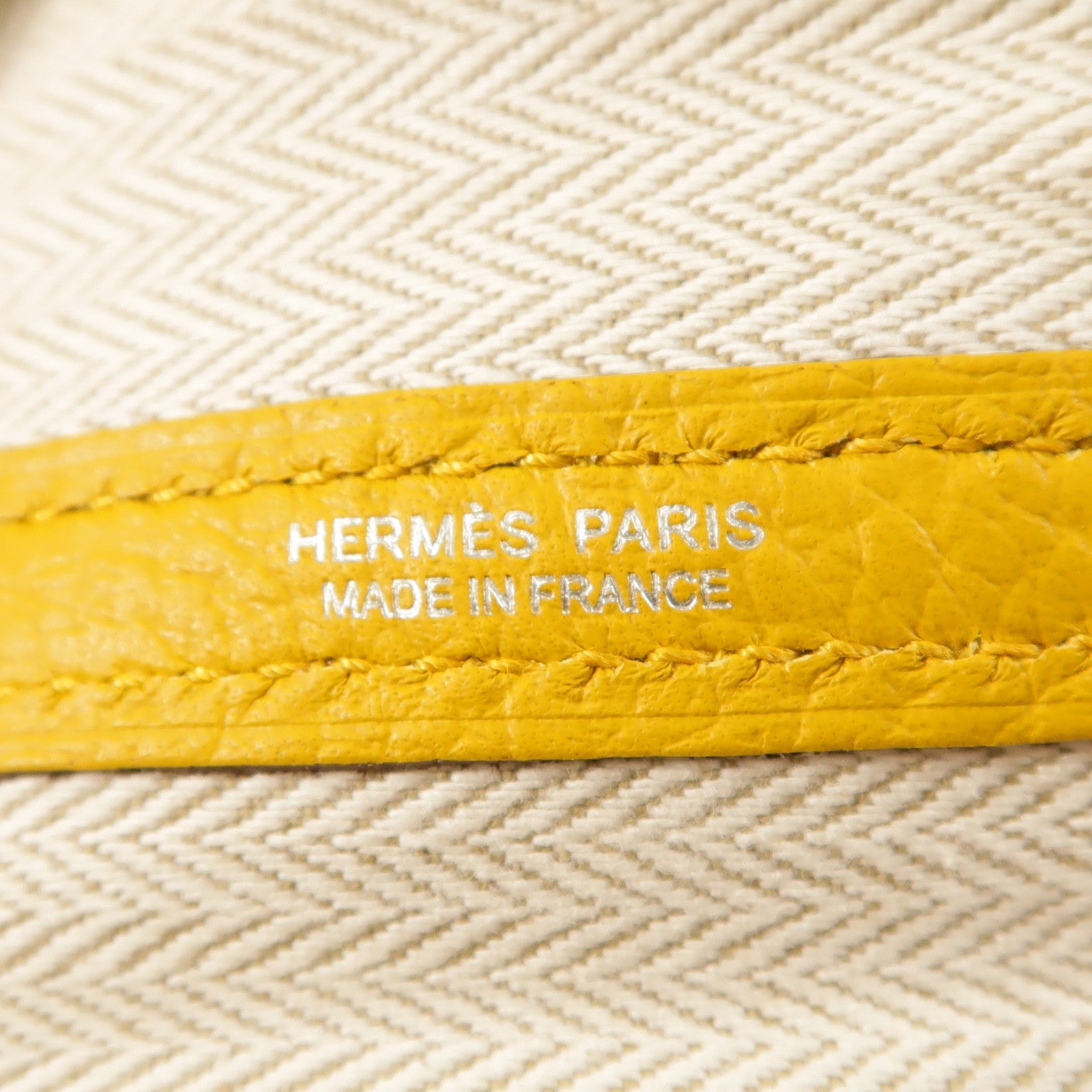 HERMES Negonda皮革Garden Party PM銀扣手挽袋Jaune Ambre