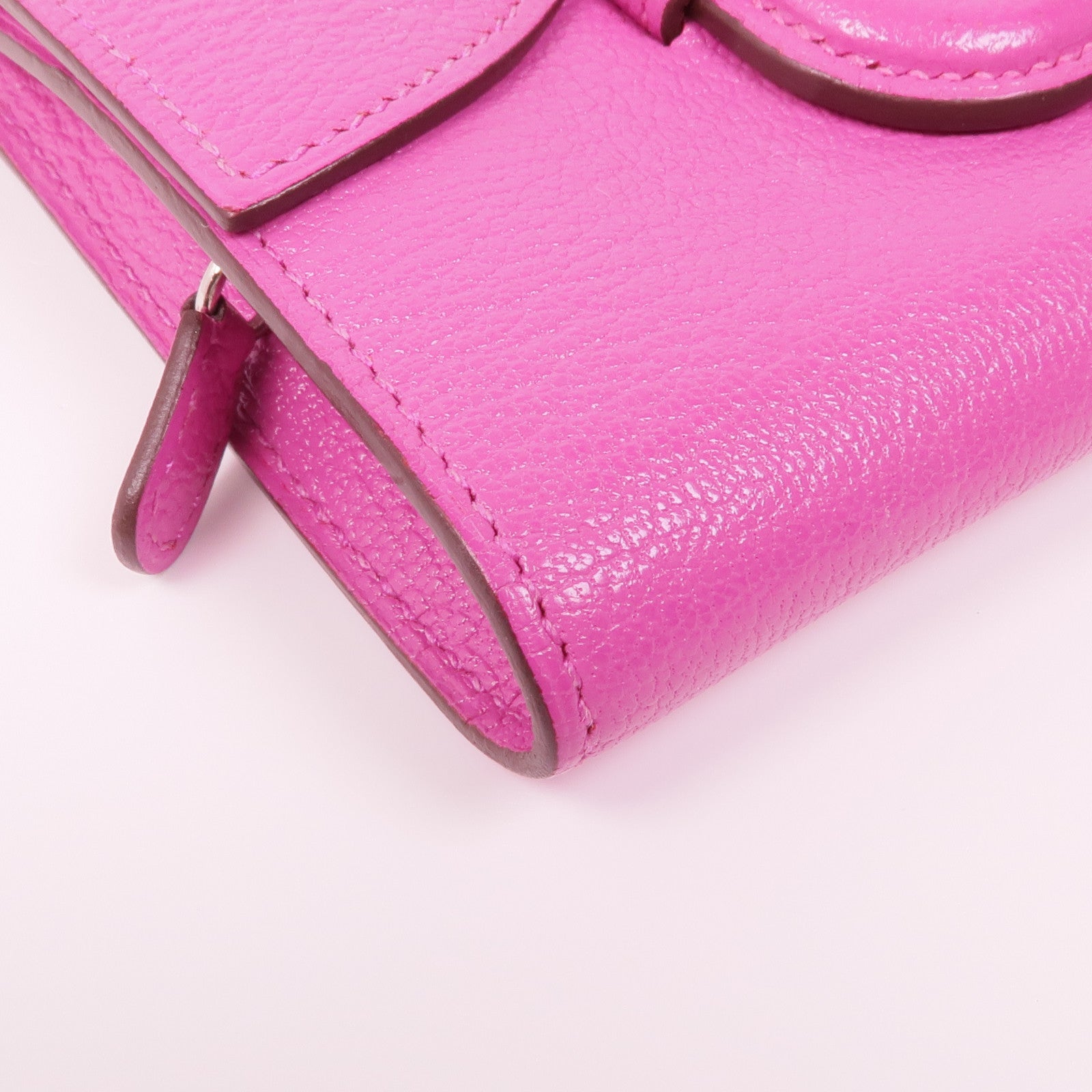 HERMES Chevre皮革Nevelle Petite Marco銀扣錢包