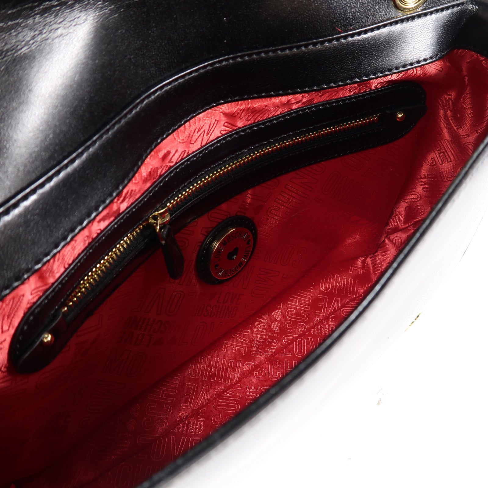 MOSCHINO 菱格塗層帆布Shoulder Bag金扣肩背袋黑色