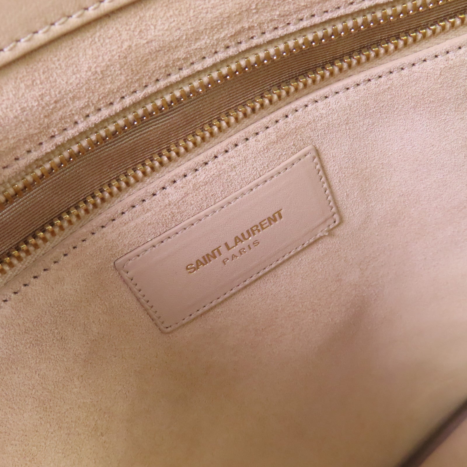 SAINT LAURENT 牛皮皮革Sac De Jour Large Shoulder Bag肩背袋杏色