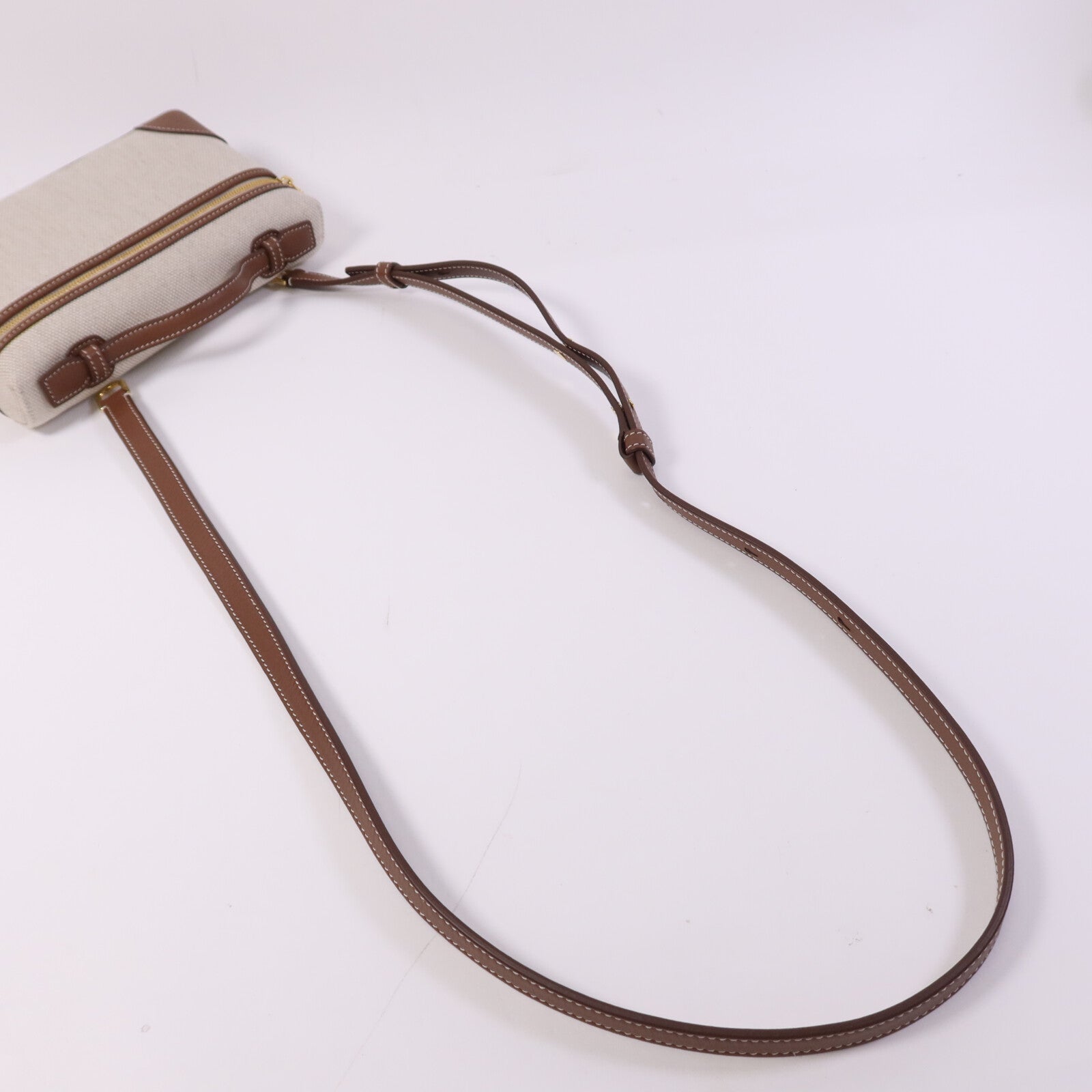 Loro Piana 帆布/牛皮皮革Extra Pocket L19金扣手挽肩背兩用袋