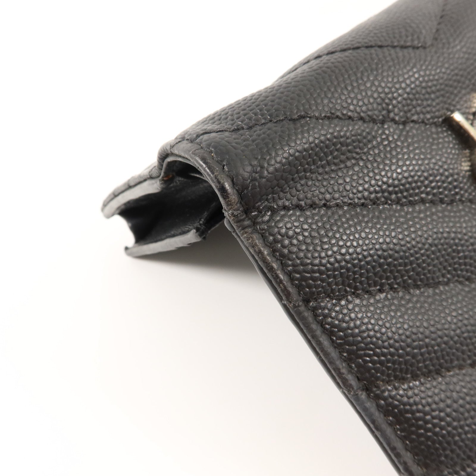YVES SAINT LAURENT 牛皮皮革Bifold Wallet銀扣錢包