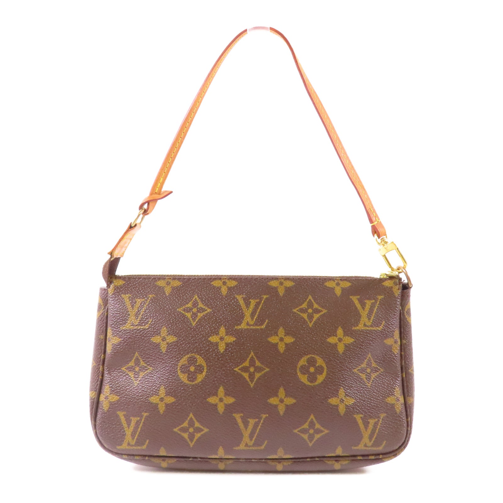 LOUIS VUITTON Monogram Pochette Accessoires金扣手拿包棕色