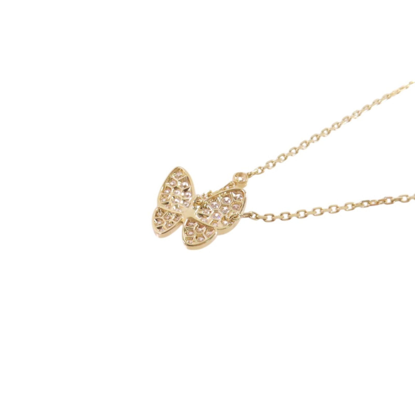 Van Cleef & Arpels 18K黃金/鑽石Two Butterfly Pendant Necklace金扣項鏈