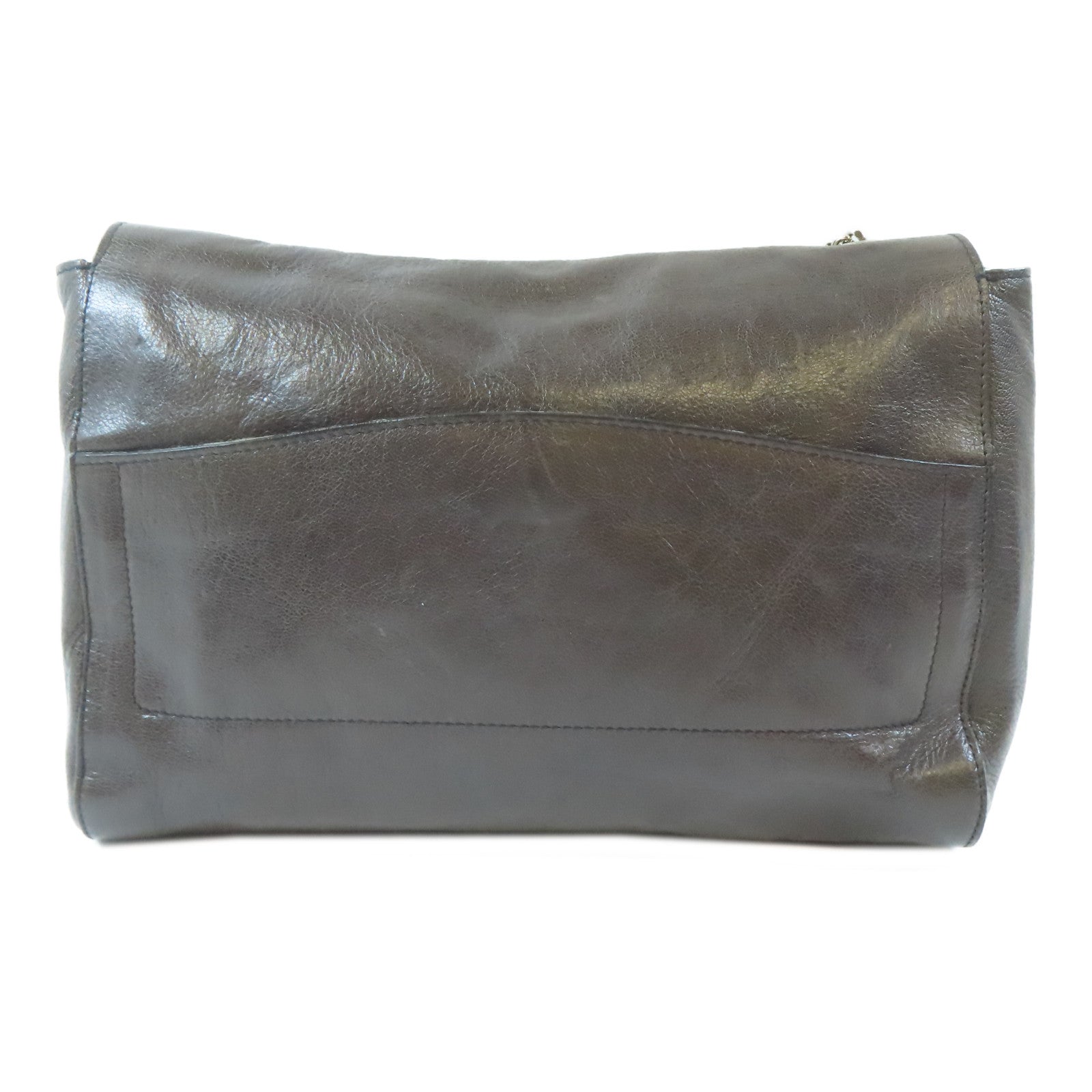 SAINT LAURENT 牛皮皮革Shoulder Bag銀扣鏈帶肩背袋啡色