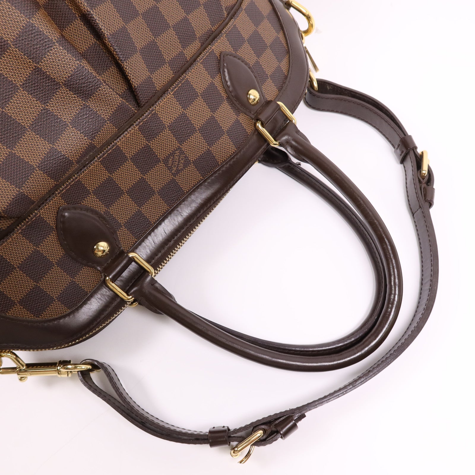 LOUIS VUITTON Damier Trevi GM金扣手挽肩背兩用袋棕色