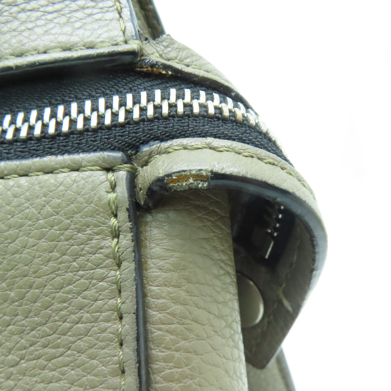 CELINE 牛皮皮革Shoulder Bag银扣肩背袋灰色
